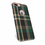 Wholesale iPhone 8 Plus / 7 Plus Checkered Plaid Fabric Armor PU Leather Case (Green)